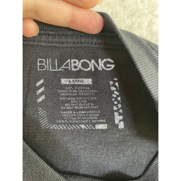 Billabong Shirt Mens Large Black Short Sleeve Surf Logo Graphic California Beach - Picture 8 of 8